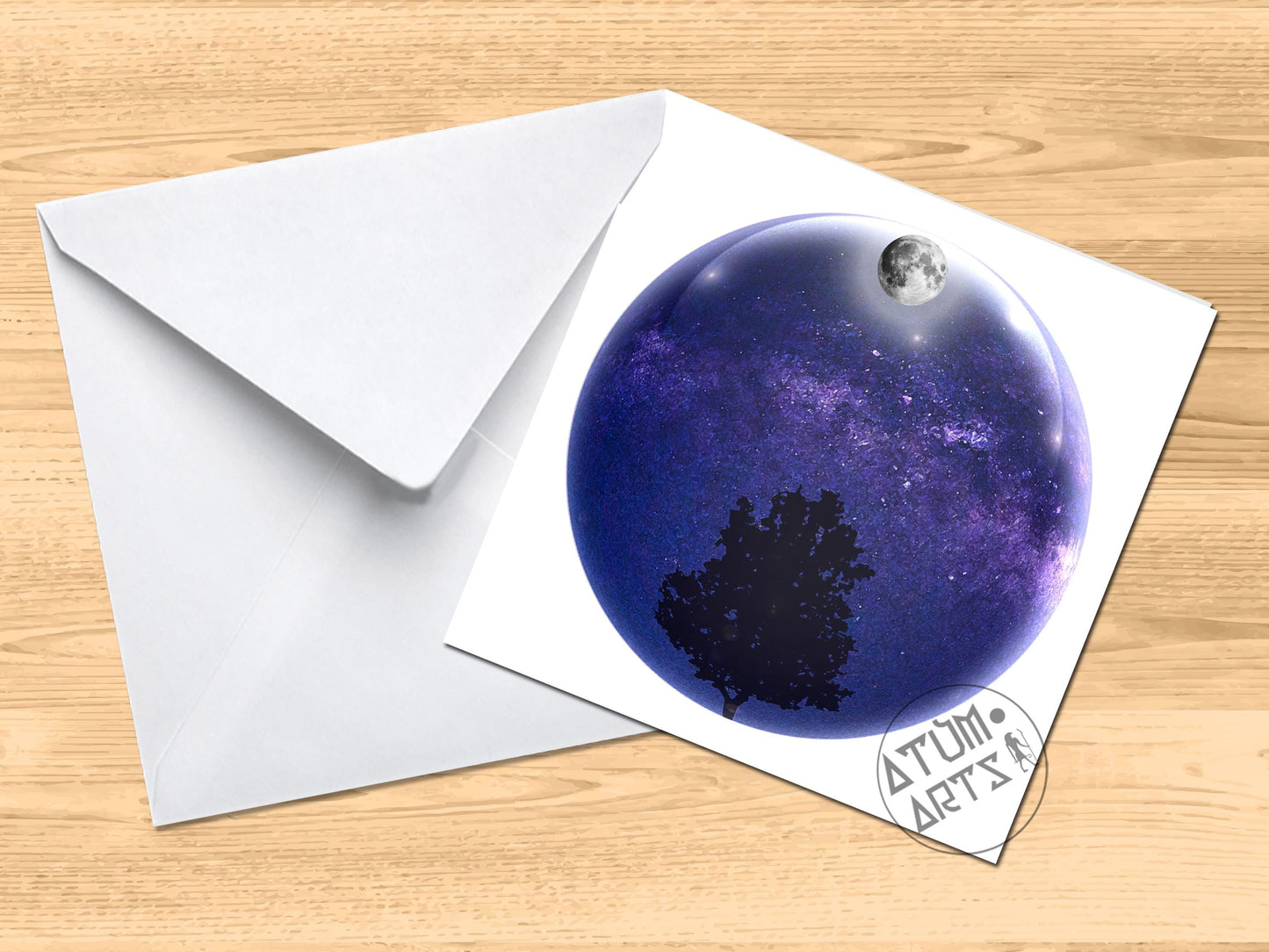 Supermoon & Orion's Belt Stargazing Spherical Greetings Card