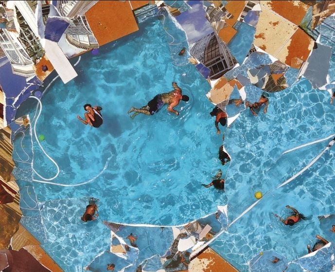 JoeKollArt - Pool Side - A3 Giclée print on satin fine art paper with archival inks. Collage - Original Artwork