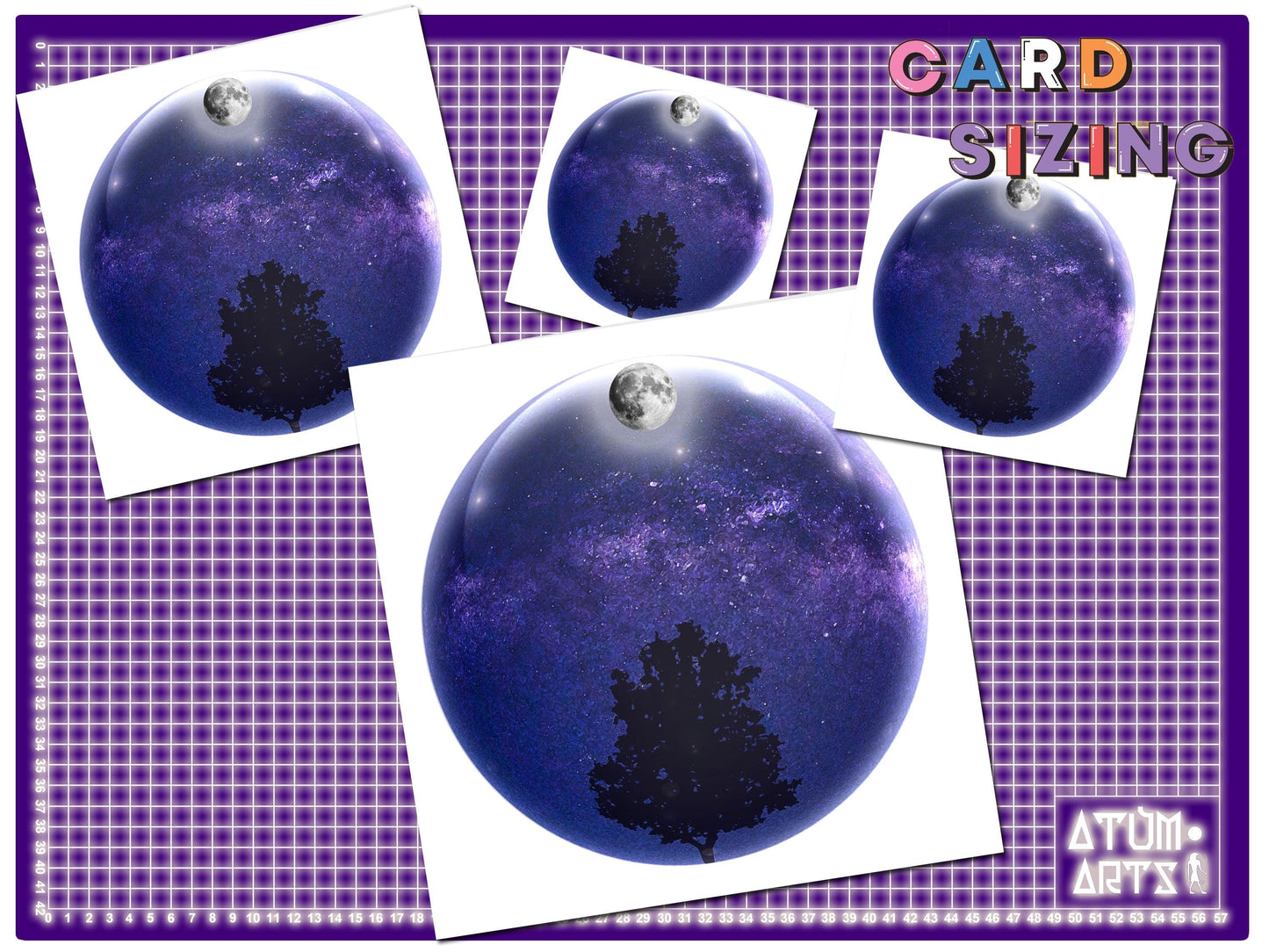 Supermoon & Orion's Belt Stargazing Spherical Greetings Card