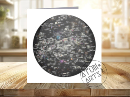 Wandering into Deep Space Constellations of the Western Zodiac Stargazing Spherical Greetings Card