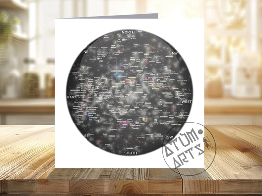 Wandering into Deep Space Constellations of the Western Zodiac Stargazing Spherical Greetings Card
