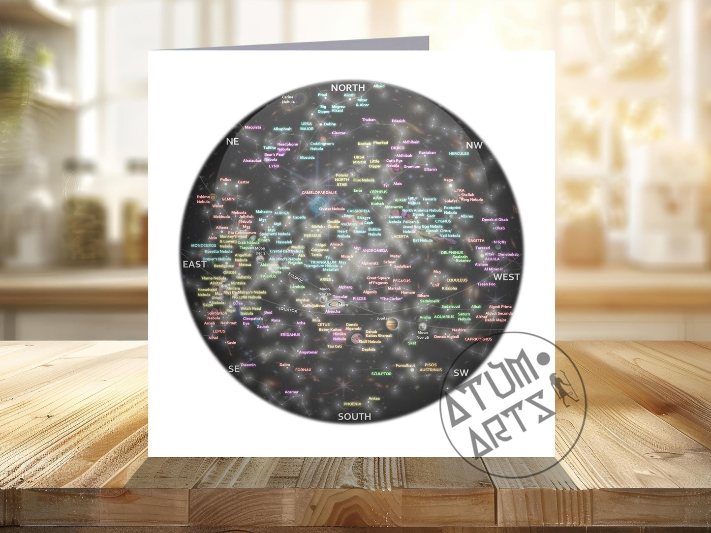 Wandering into Deep Space Constellations of the Western Zodiac Stargazing Spherical Greetings Card