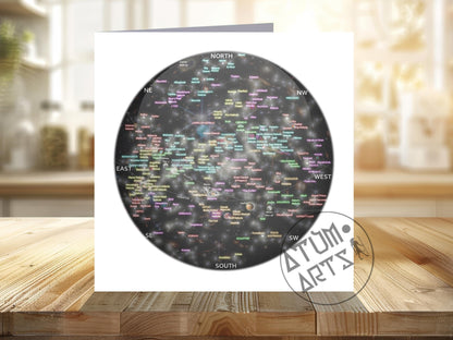 Wandering into Deep Space Constellations of the Western Zodiac Stargazing Spherical Greetings Card