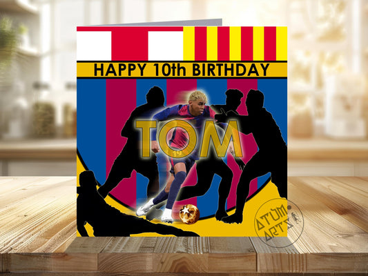 Lamine Yamal Barcelona Customizable Happy Birthday Card - Add name and Age - Inspirational Birthday Card for A Football Fan /Football Player