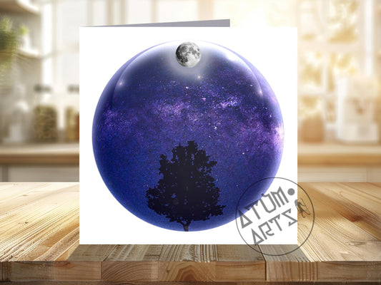 Supermoon & Orion's Belt Stargazing Spherical Greetings Card