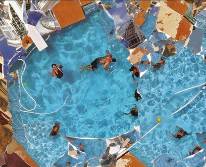 JoeKollArt - Pool Side  - A3 Giclée print on satin fine art paper with archival inks. Collage - Original Artwork