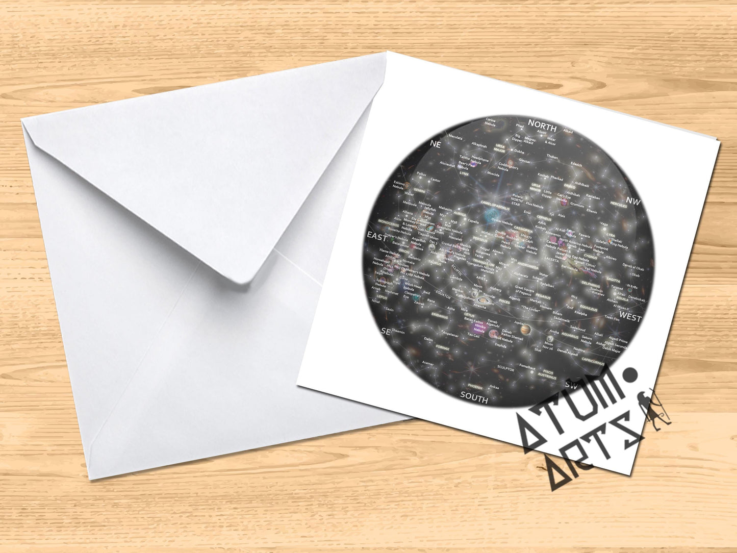 Wandering into Deep Space Constellations of the Western Zodiac Stargazing Spherical Greetings Card