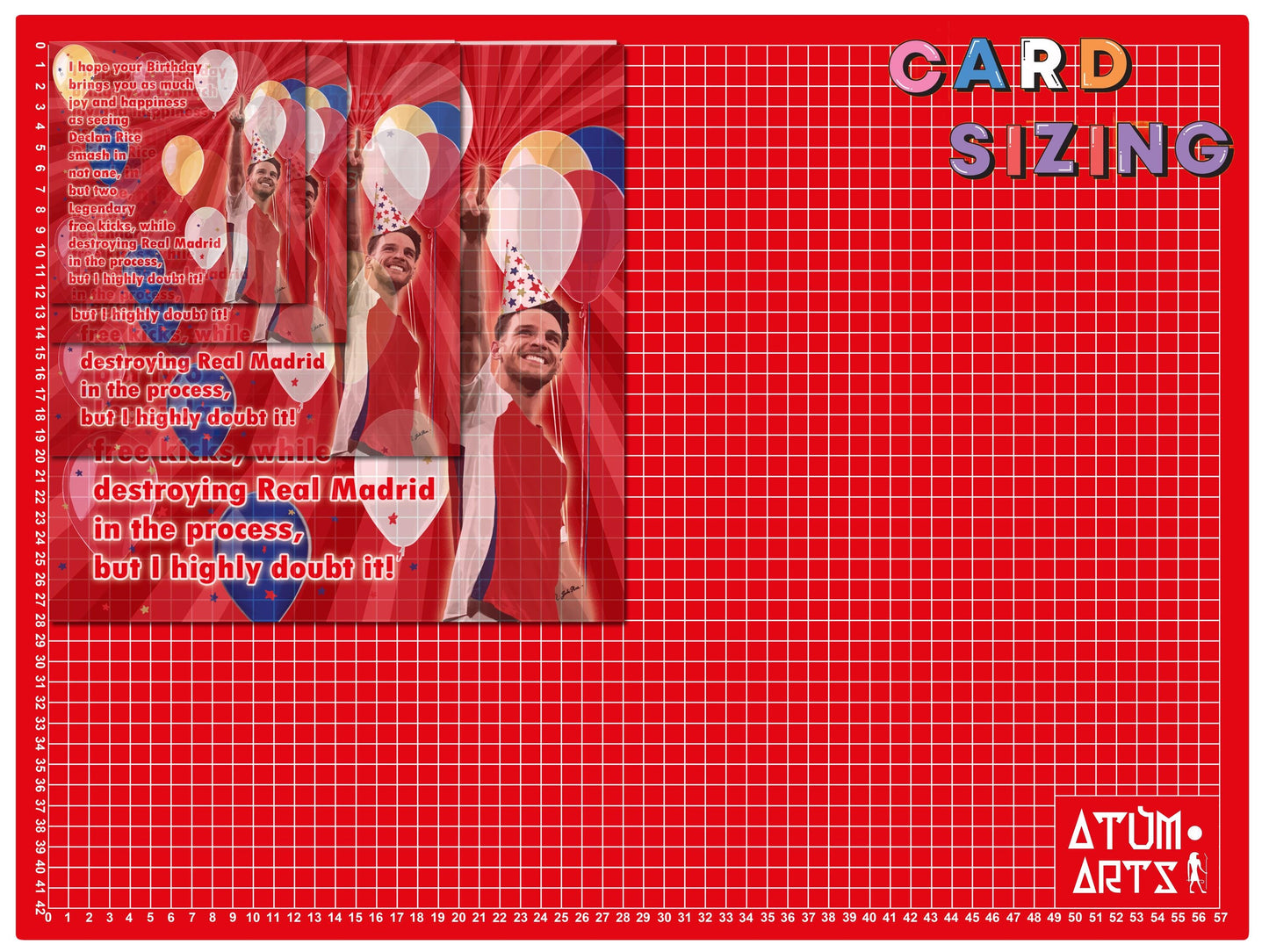 Declan Rice Free Kicks Birthday Message Arsenal Birthday Card- I hope your birthday brings you as much joy & happiness-Multiple Card Designs