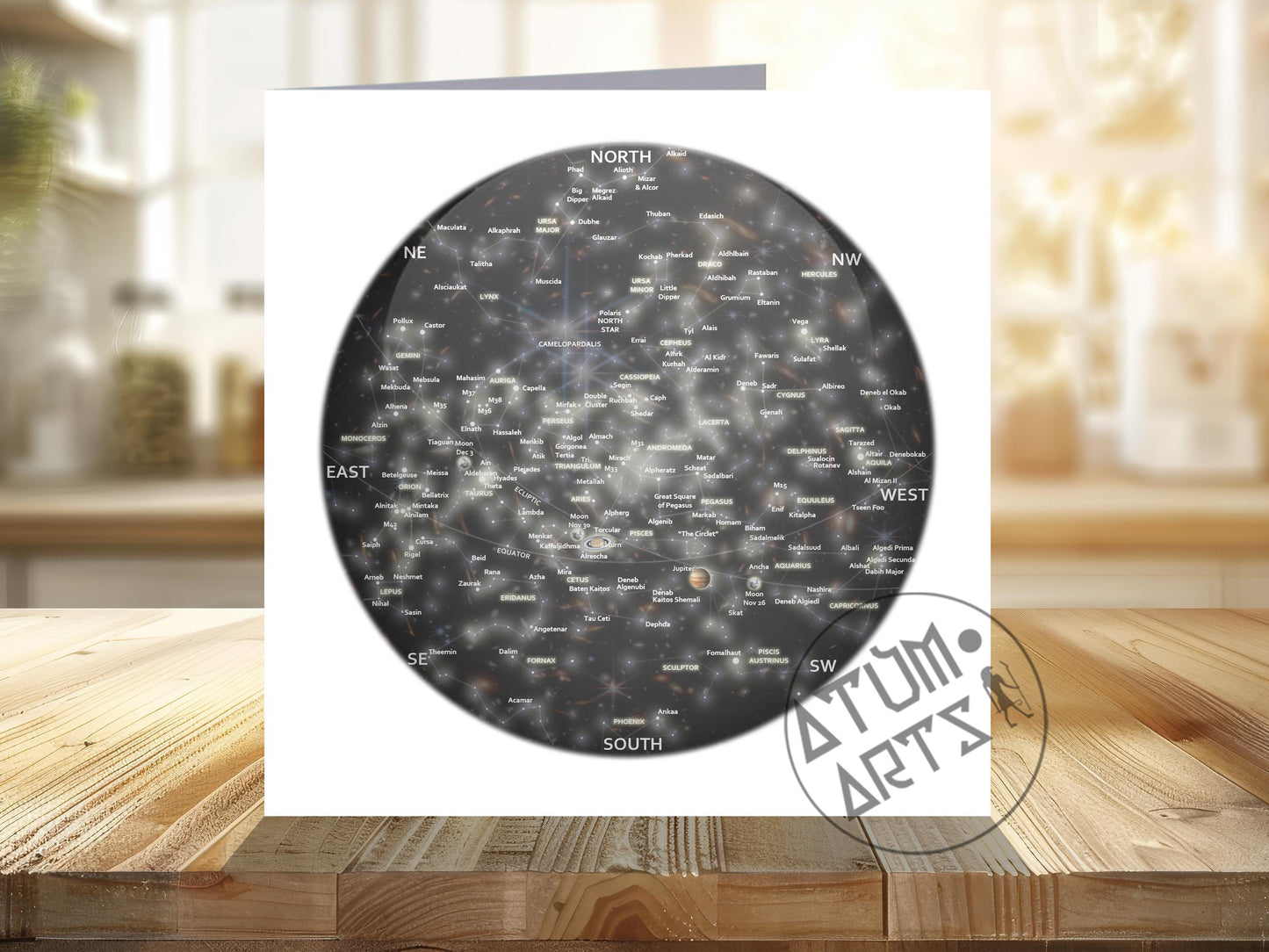 Wandering into Deep Space Constellations of the Western Zodiac Stargazing Spherical Greetings Card