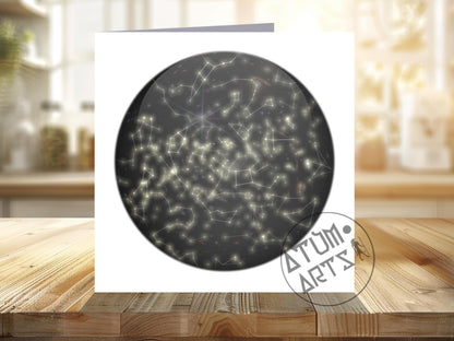 Wandering into Deep Space Constellations of the Western Zodiac Stargazing Spherical Greetings Card
