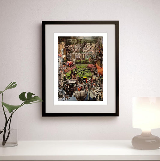 JoeKollArt - NEW CENTRAL - A3 Giclée print on satin fine art paper with archival inks. Collage - Original Artwork